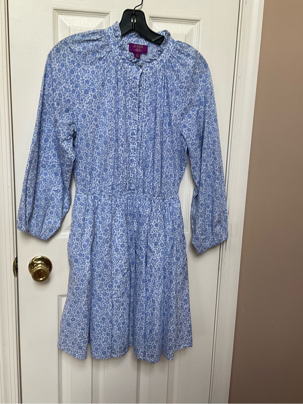 J. CREW Spring dress Blue Floral Long Sleeve Dress